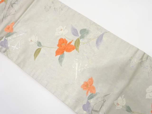 JAPANESE NAGOYA OBI / WOVEN FLORAL PLANTS